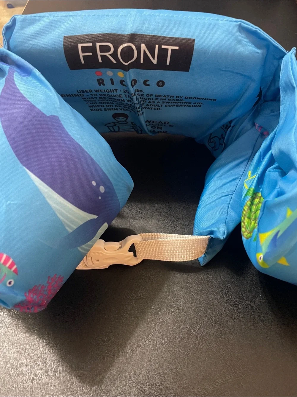 Blue Kids Swim Vest w Sea Life Print Like New  20 to 50 lbs. Ricoco unisex